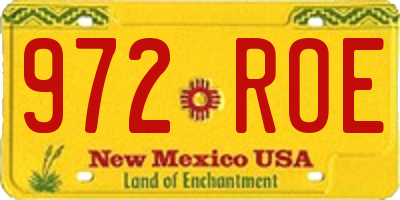 NM license plate 972ROE