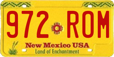 NM license plate 972ROM