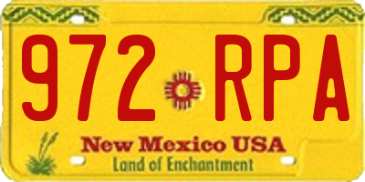 NM license plate 972RPA