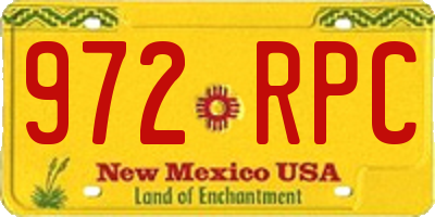 NM license plate 972RPC