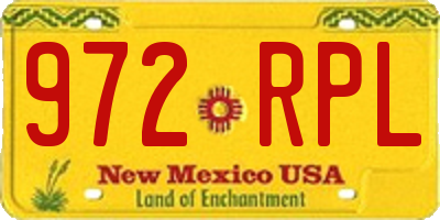 NM license plate 972RPL