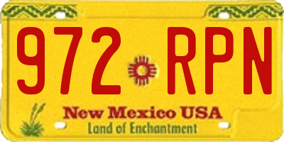 NM license plate 972RPN