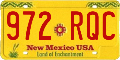 NM license plate 972RQC