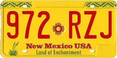 NM license plate 972RZJ