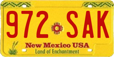 NM license plate 972SAK