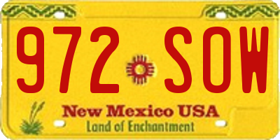 NM license plate 972SOW