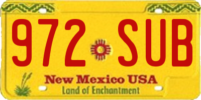 NM license plate 972SUB