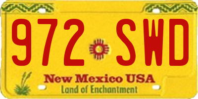 NM license plate 972SWD