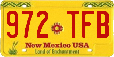 NM license plate 972TFB