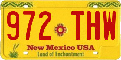 NM license plate 972THW
