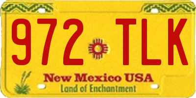 NM license plate 972TLK
