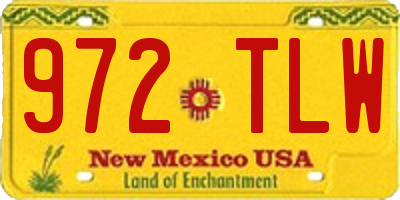 NM license plate 972TLW