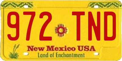 NM license plate 972TND