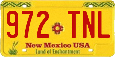 NM license plate 972TNL