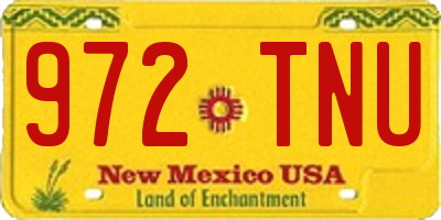 NM license plate 972TNU