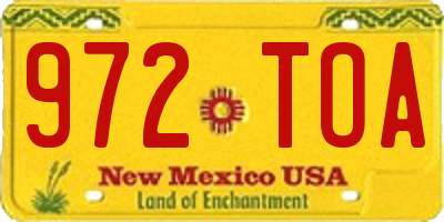 NM license plate 972TOA