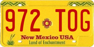 NM license plate 972TOG