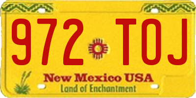 NM license plate 972TOJ