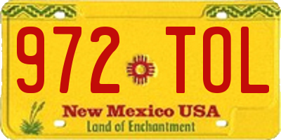 NM license plate 972TOL