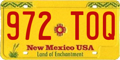 NM license plate 972TOQ