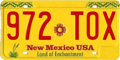 NM license plate 972TOX