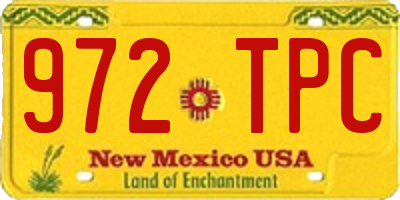 NM license plate 972TPC
