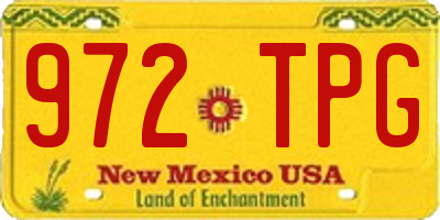 NM license plate 972TPG
