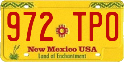 NM license plate 972TPO