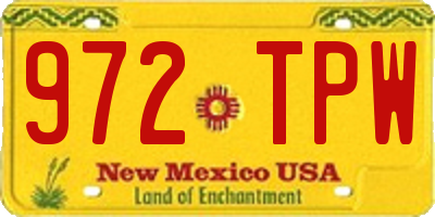 NM license plate 972TPW