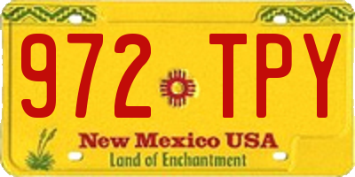 NM license plate 972TPY