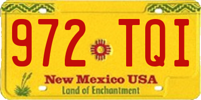 NM license plate 972TQI