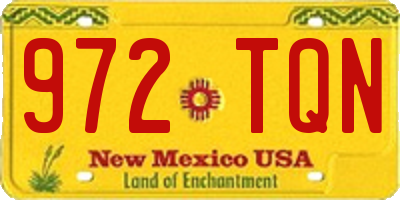 NM license plate 972TQN