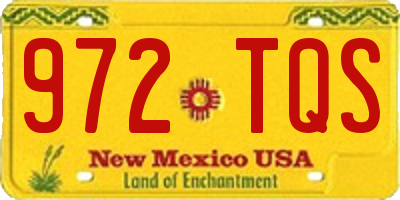 NM license plate 972TQS