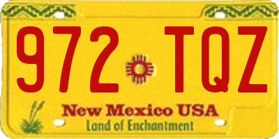 NM license plate 972TQZ
