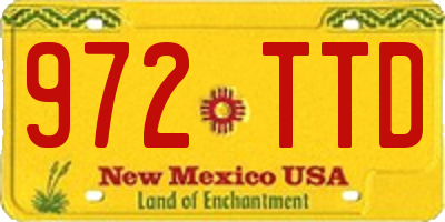 NM license plate 972TTD