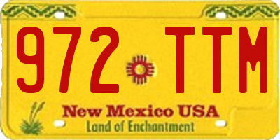 NM license plate 972TTM