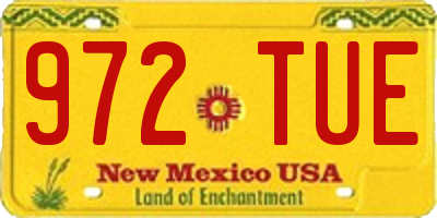 NM license plate 972TUE