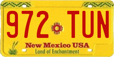 NM license plate 972TUN