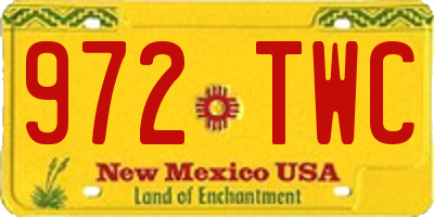 NM license plate 972TWC