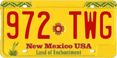 NM license plate 972TWG