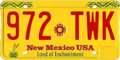 NM license plate 972TWK