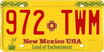 NM license plate 972TWM