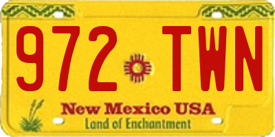 NM license plate 972TWN
