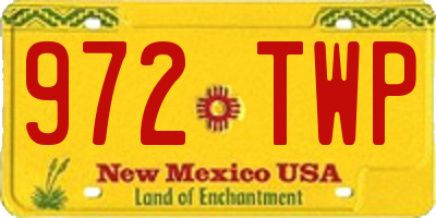 NM license plate 972TWP