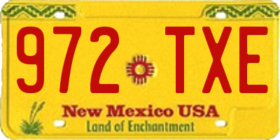 NM license plate 972TXE