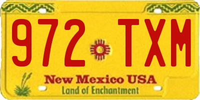 NM license plate 972TXM