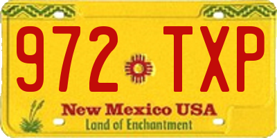 NM license plate 972TXP