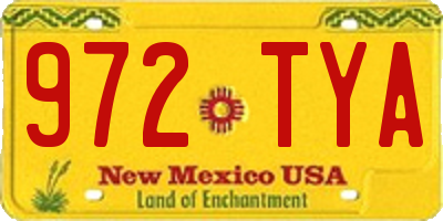 NM license plate 972TYA