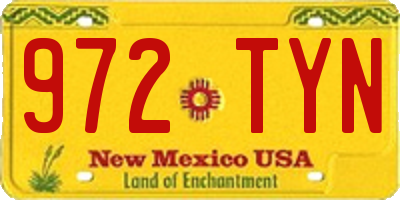 NM license plate 972TYN