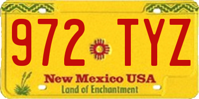 NM license plate 972TYZ